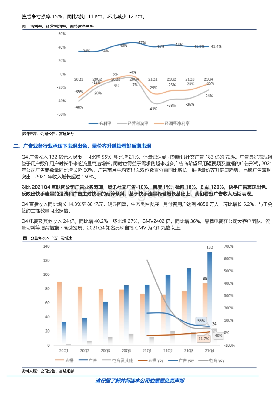 20220330-富途证券国际_香港_-快手-W-01024.HK-四季报点评_用户稳健增长_经营效率改善有望进一步带来业绩弹性_5页_794kb.pdf_第3页