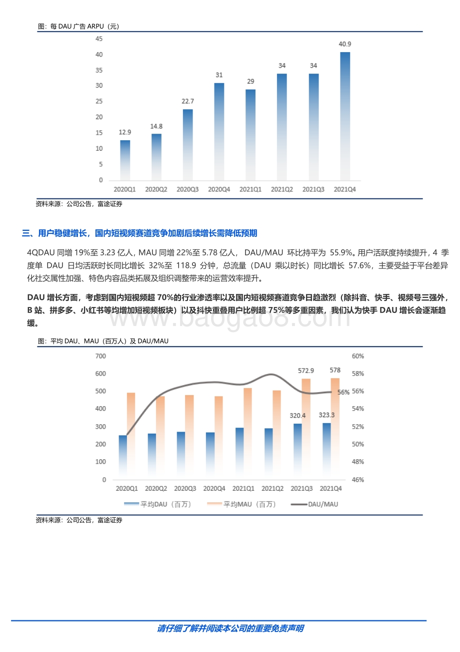 20220330-富途证券国际_香港_-快手-W-01024.HK-四季报点评_用户稳健增长_经营效率改善有望进一步带来业绩弹性_5页_794kb.pdf_第4页