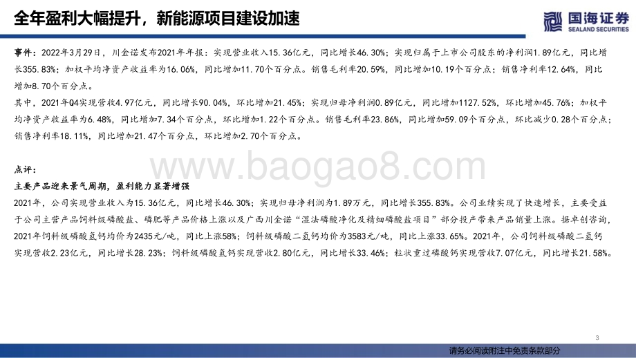 20220330-国海证券-川金诺-300505.SZ-川金诺2021年报点评_全年盈利大幅提升_新能源项目建设加速_19页_893kb.pdf_第3页