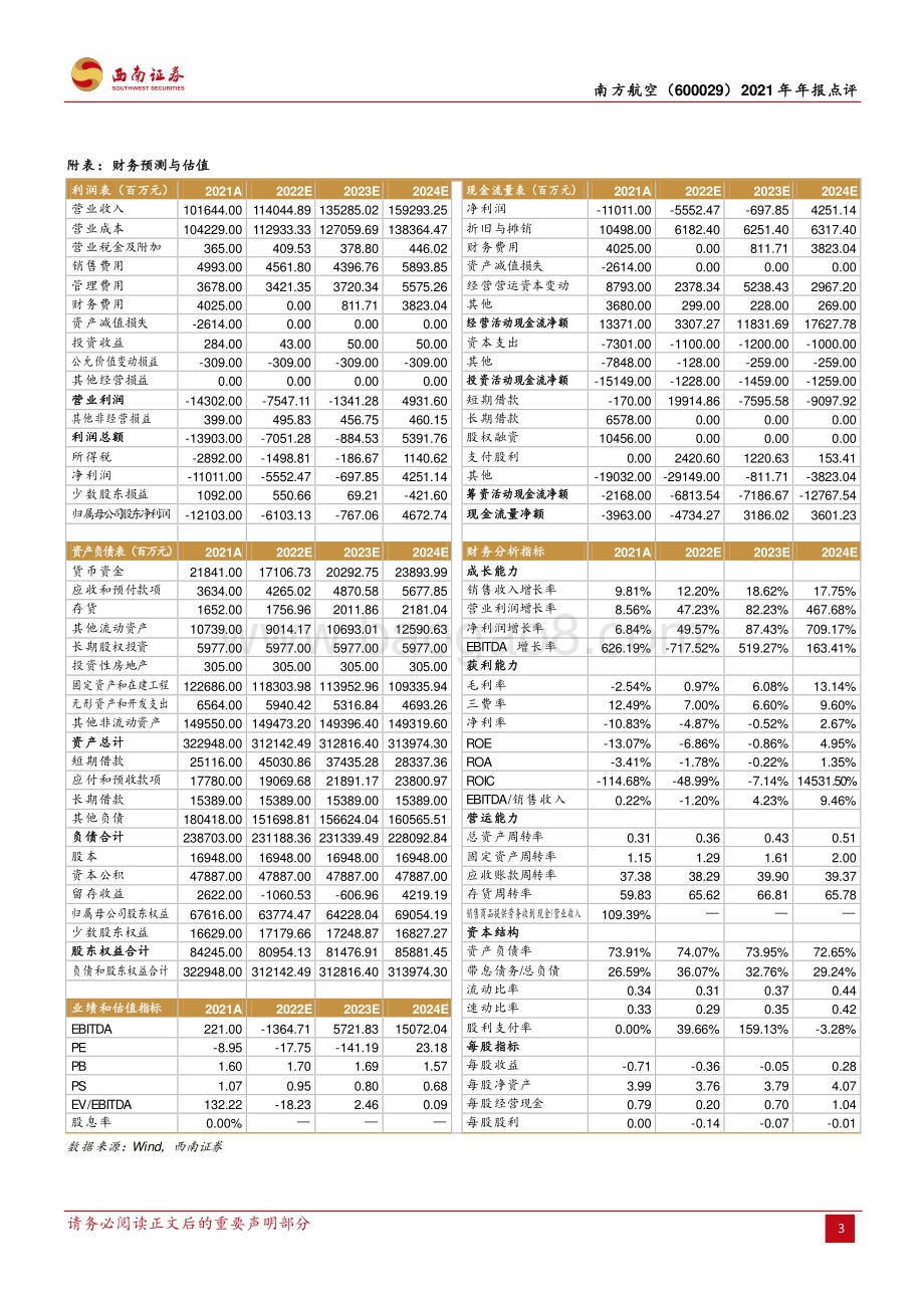 20220330-西南证券-南方航空-600029.SH-疫情反复+原油成本高企亏损扩大_客收回升_5页.pdf_第3页