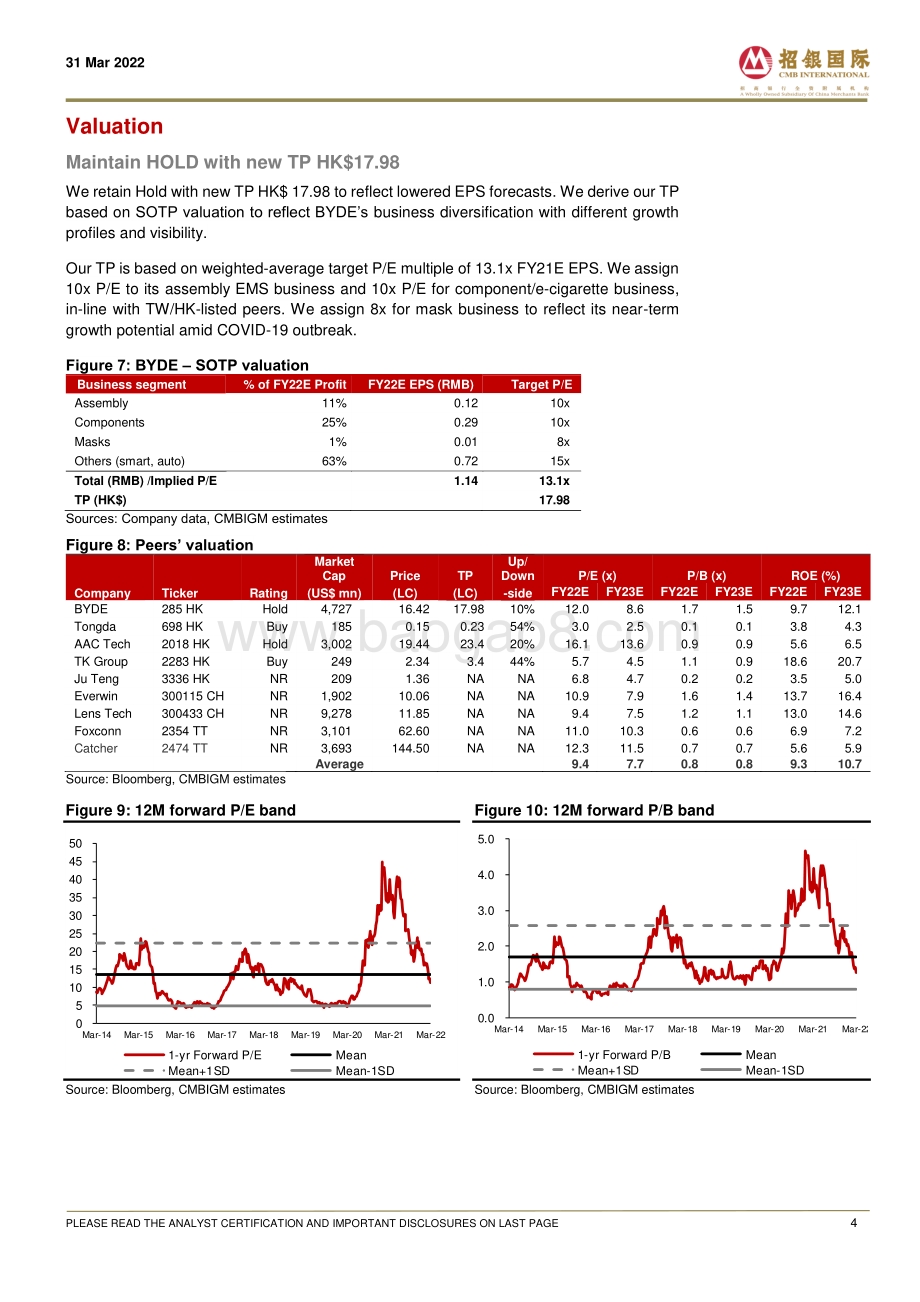 20220331-招银国际-比亚迪电子-00285.HK-Margin_pressure_remains_an_overhang_Maintain_HOLD_6页_1mb.pdf_第4页