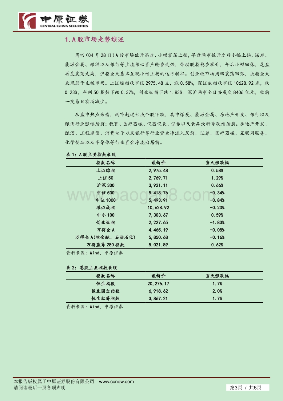 20220428-中原证券-市场分析_核心资产走强_A股小幅上扬_6页_291kb.pdf_第3页