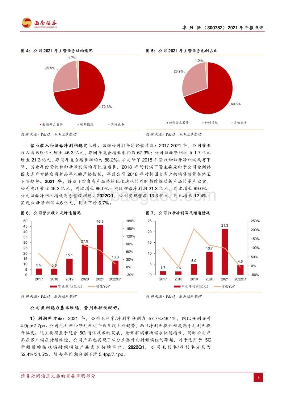 20220428-西南证券-卓胜微-300782.SZ-转型Fab-Lite_国产射频龙头持续完善产品线_11页_1mb.pdf_第5页