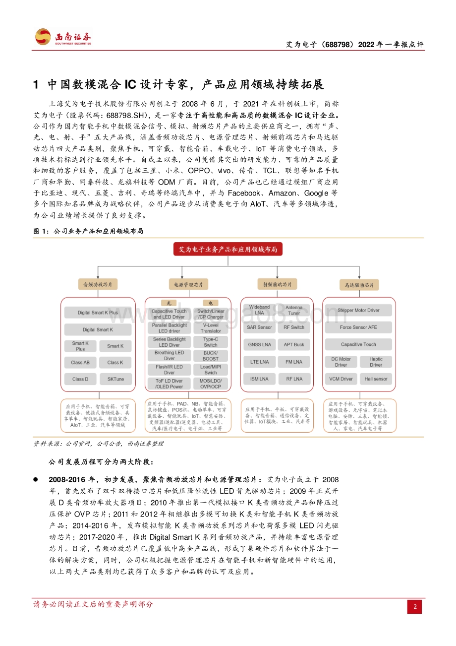 20220428-西南证券-艾为电子-688798.SH-产品布局趋于完整_深化上游合作产能有望提升_11页_2mb.pdf_第2页