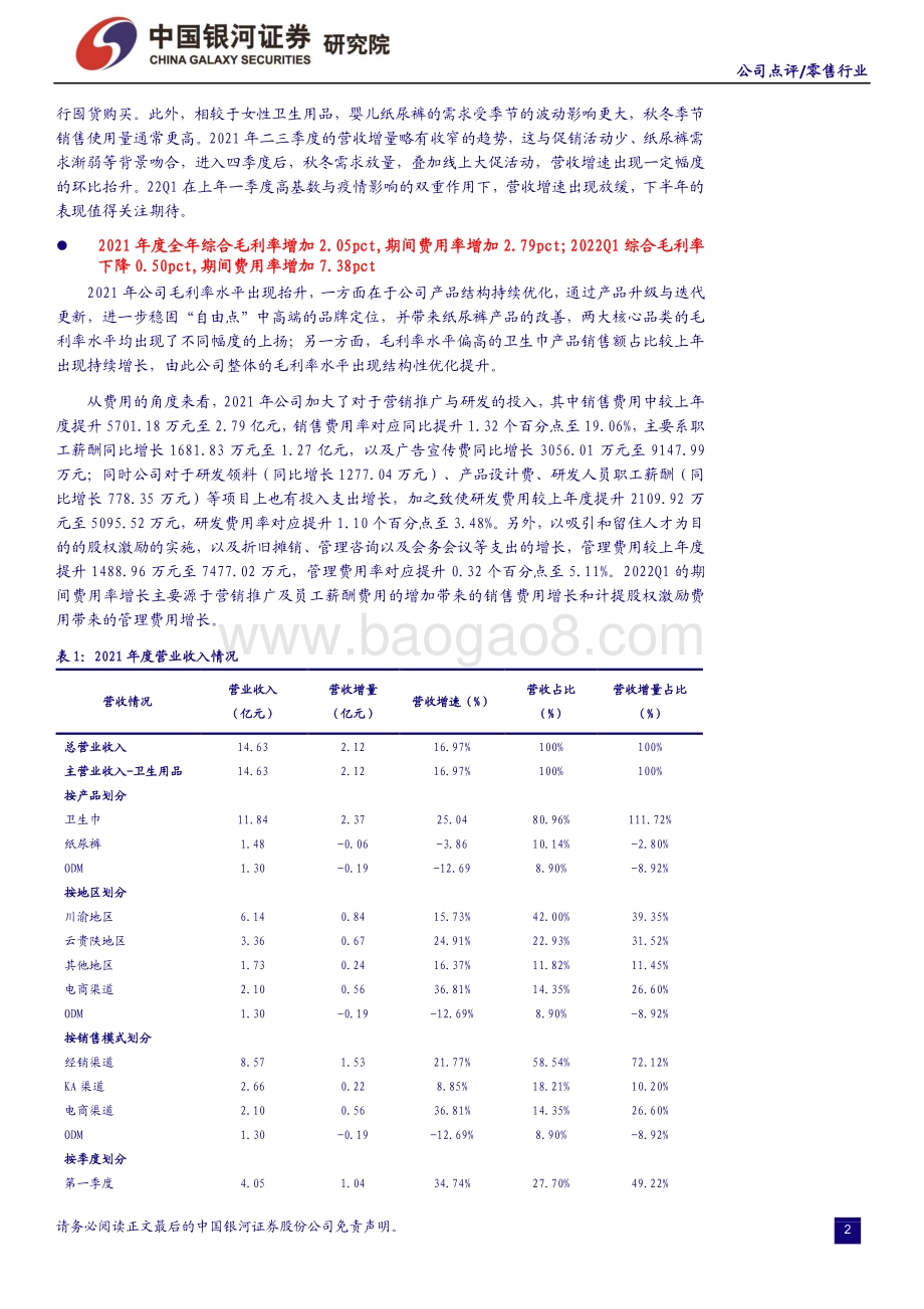 20220428-中国银河-百亚股份-003006.SZ-中高端自有品牌卫生巾销售稳步扩张_电商渠道拓展后效值得期待_13页_582kb.pdf_第2页