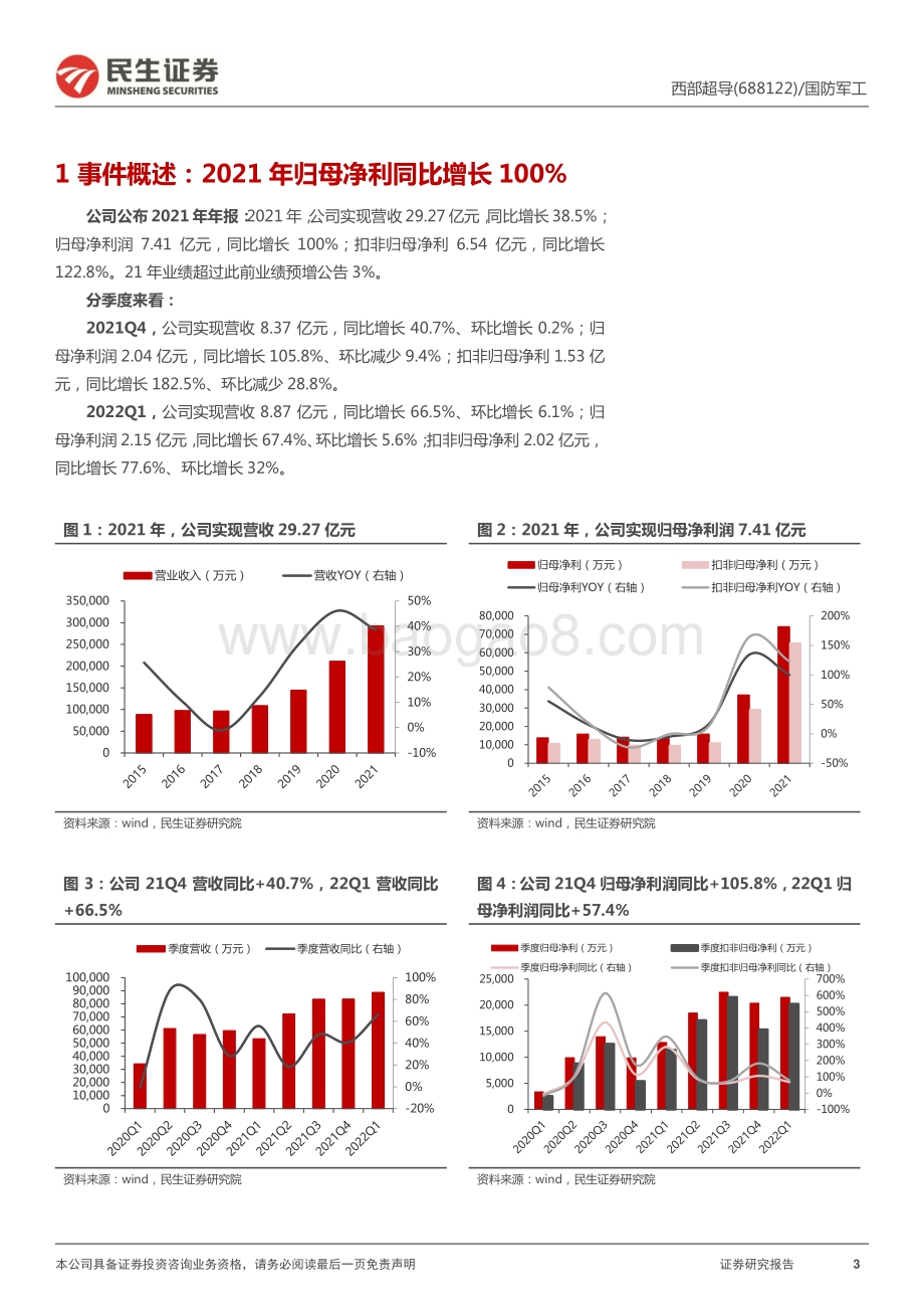 20220429-民生证券-西部超导-688122.SH-2021年报及2022年一季报点评_高端产品有望持续放量_定增加码钛合金+高温合金产能_14页_1mb.pdf_第3页