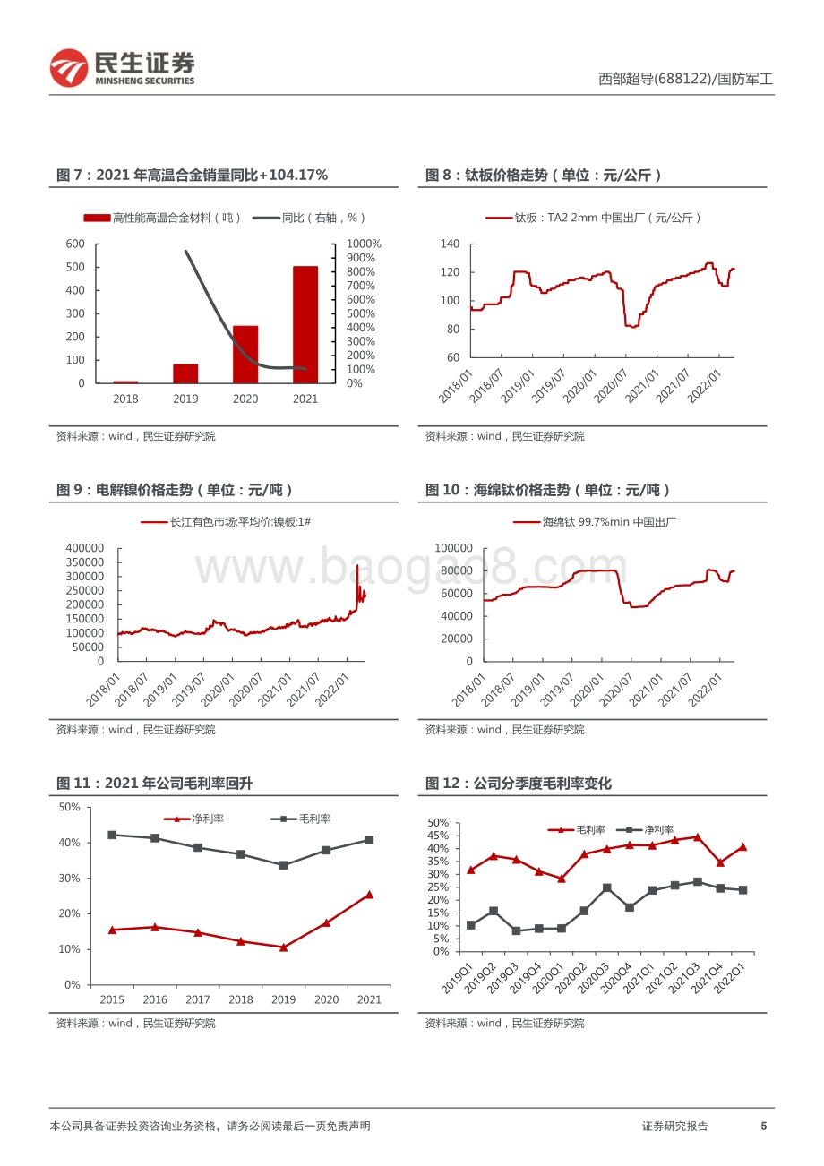 20220429-民生证券-西部超导-688122.SH-2021年报及2022年一季报点评_高端产品有望持续放量_定增加码钛合金+高温合金产能_14页_1mb.pdf_第5页