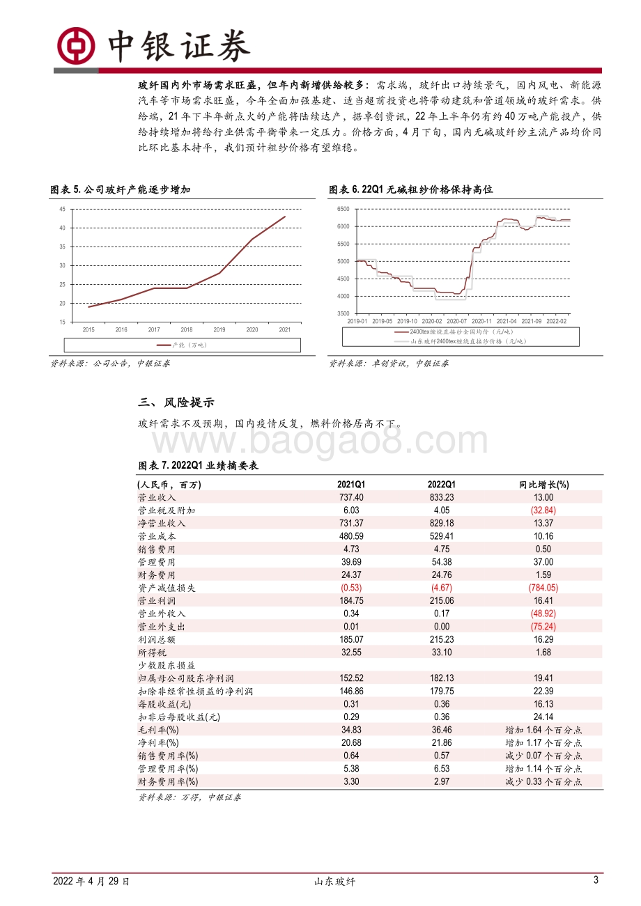 20220429-中银证券-山东玻纤-605006.SH-玻纤行业景气延续_公司降本增效_业绩可期_7页_566kb.pdf_第3页