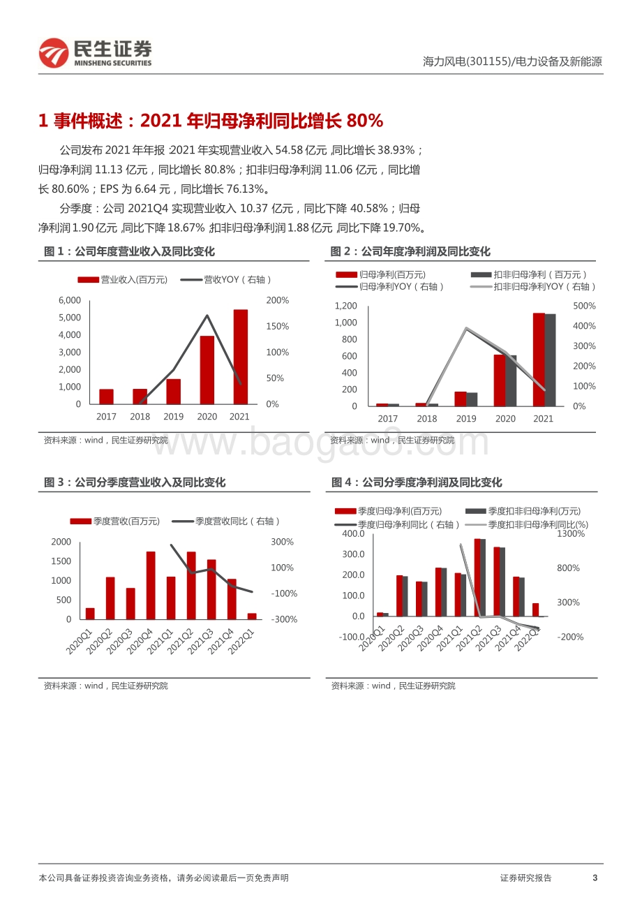 20220429-民生证券-海力风电-301155.SZ-2021年报及2022年一季报点评_风自海上_蓄力前行_14页_1mb.pdf_第3页