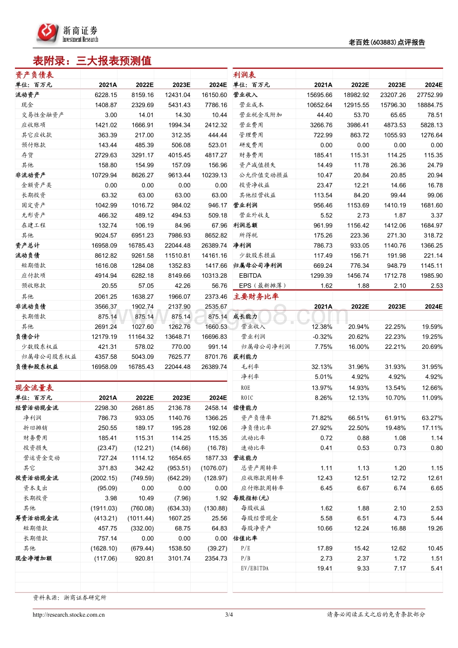 20220428-浙商证券-老百姓-603883.SH-老百姓年报及一季报点评报告_疫情后逐渐恢复_收入增长可期_4页_375kb.pdf_第3页