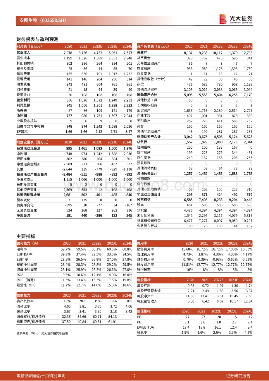 20220429-光大证券-安图生物-603658.SH-2021年年报及2022年一季报点评_多业务线共同发力_经营业绩稳步增长_3页_780kb.pdf_第2页