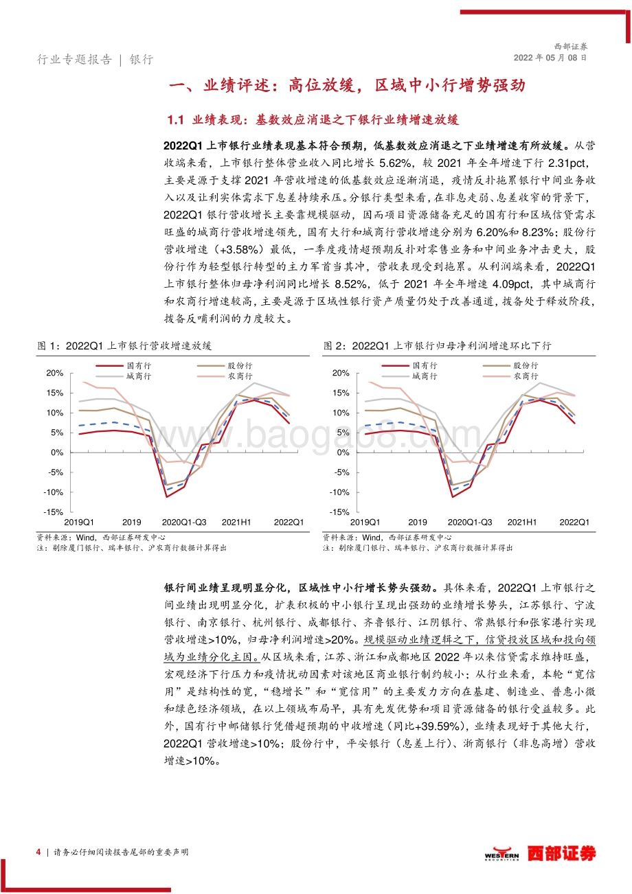 西部证券-上市银行21年报及22Q1季报综述_业绩延续分化_资产质优以量补价_22页_1mb.pdf_第4页