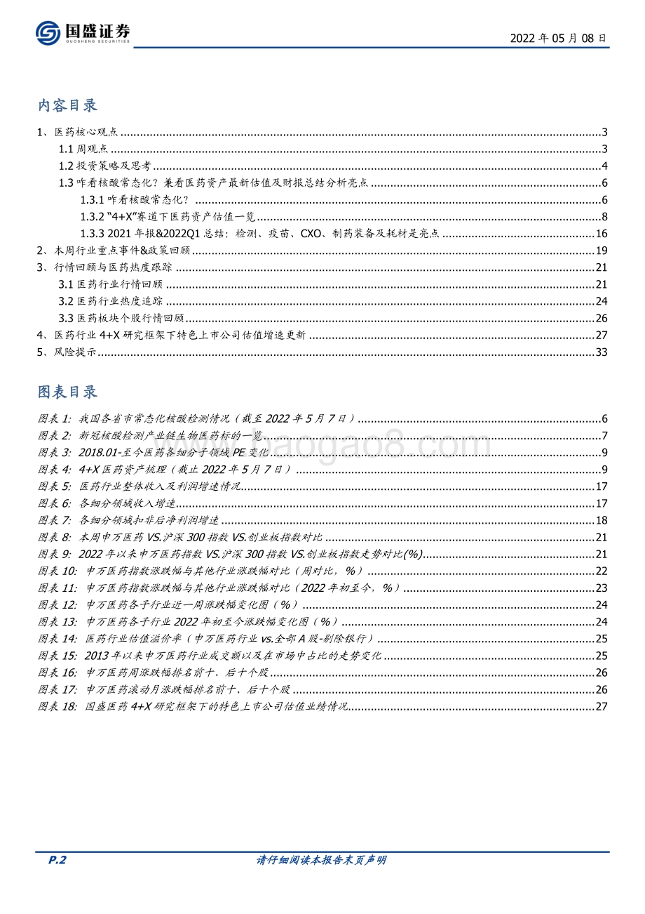 国盛证券-医药生物行业周报_咋看核酸常态化_兼看医药资产最新估值及财报总结分析亮点_34页_4mb.pdf_第2页