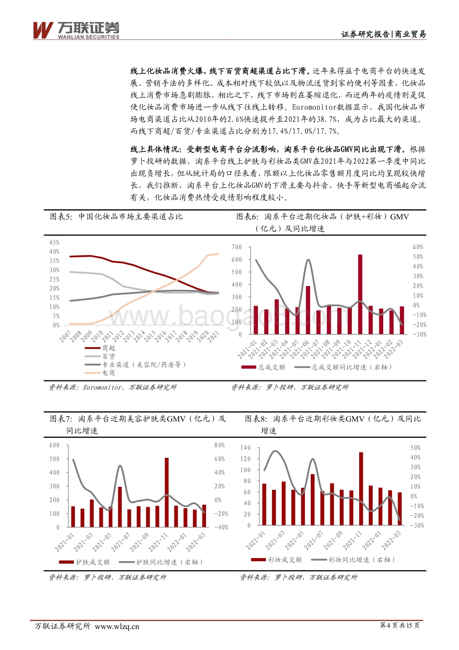 深度报告-20220506-万联证券-化妆品行业21年年报及22年一季报综述_疫情下化妆品消费韧性凸显_龙头强者恒强_15页_2mb.pdf_第4页