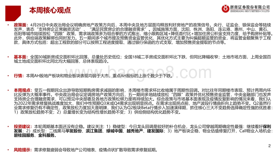 浙商证券-房地产及物管行业周报2022年W18_五一行情环比走弱_供需松绑协同发力_31页_2mb.pdf_第2页