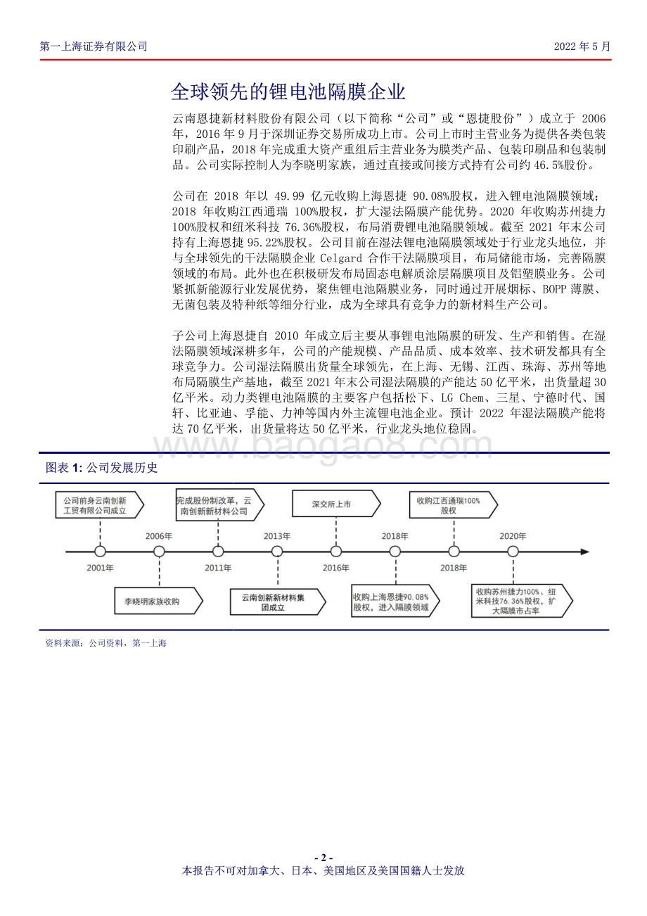 深度报告-第一上海证券-恩捷股份-002812.SZ-锂电池湿法隔膜行业龙头_未来增长可期_27页_1mb.pdf_第2页