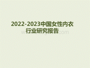 2022-2023中国女性内衣行业研究报告.pdf