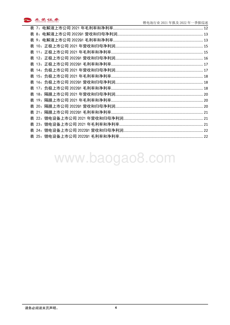 东莞证券-锂电池行业2021年报及2022年一季报综述_2021年业绩全面爆发_2022Q1中游承压_24页_733kb.pdf_第4页