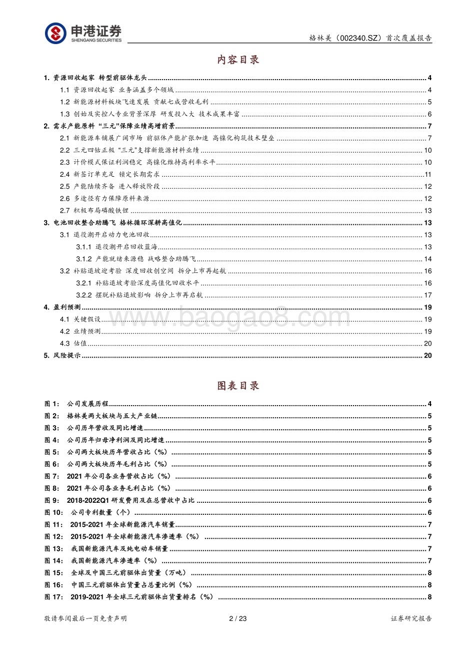 深度报告-申港证券-格林美-002340.SZ-前驱体驱动业绩向前_电池回收期待绽放_23页_2mb.pdf_第2页