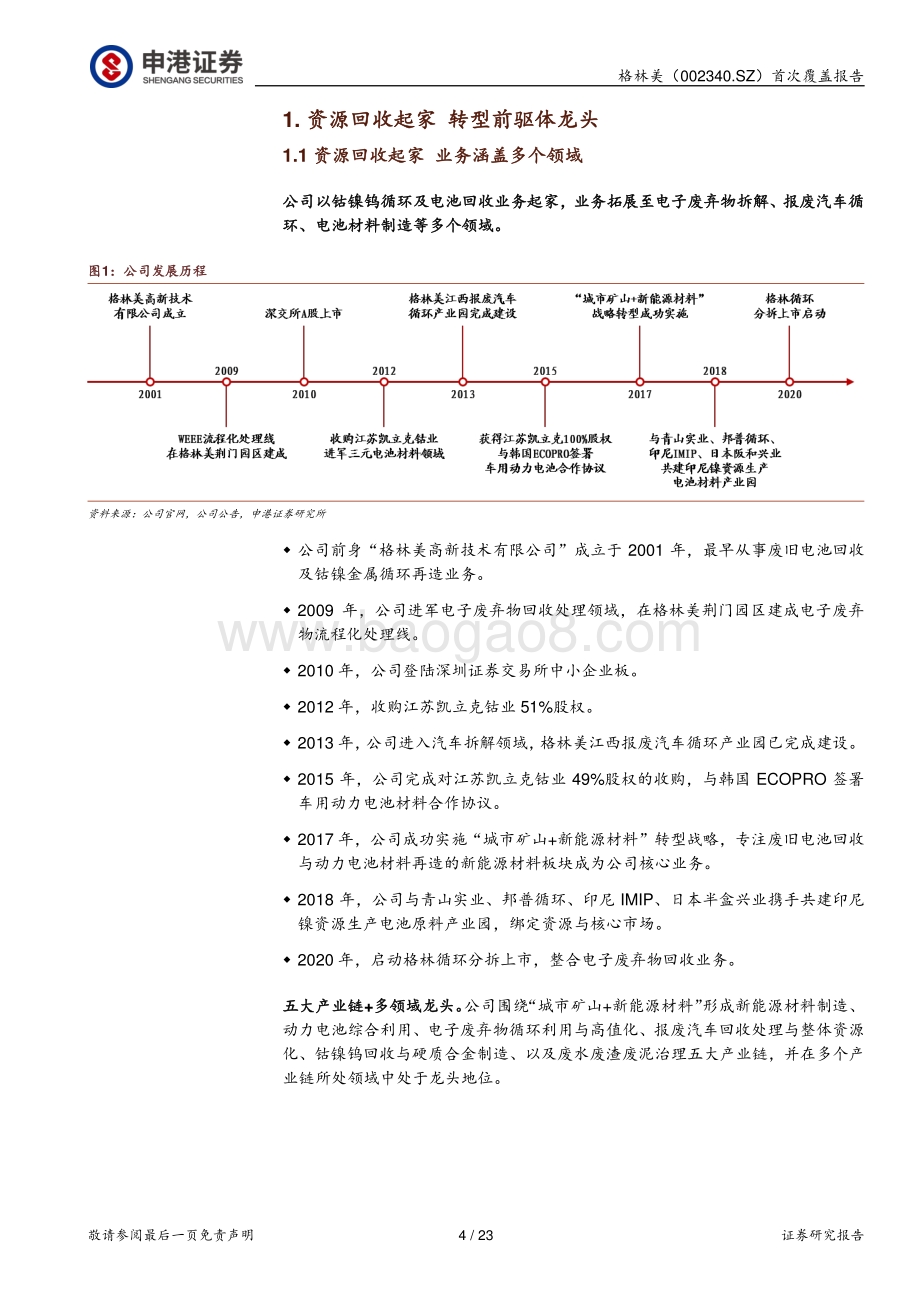 深度报告-申港证券-格林美-002340.SZ-前驱体驱动业绩向前_电池回收期待绽放_23页_2mb.pdf_第4页