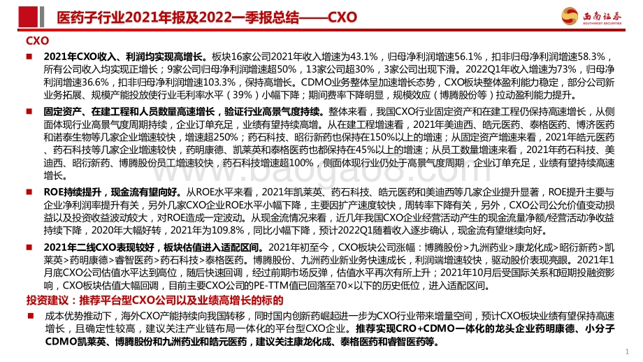 医药：CXO板块2021年报及2022Q1季报总结：行业高景气度持续业绩进入高速兑现期_39页_4mb.pdf_第2页