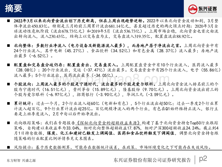 北向资金行为跟踪系列1：企稳回流分歧仍存-东兴证券-24页_530kb.pdf_第2页