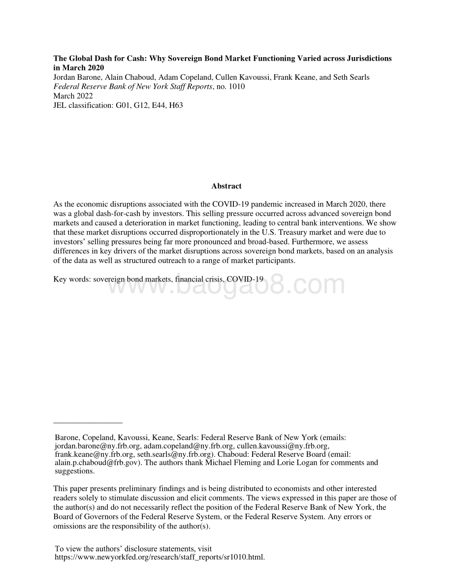 纽约联储-全球对现金的需求：为什么2020年3月主权债券市场在不同司法管辖区的运作有所不同（英）-2022.3-26页_979kb.pdf_第2页