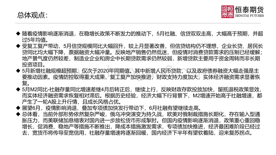 恒泰期货-2022年5月货币金融数据分析_复工复产加快推进_5月信贷社融双双走强_10页_966kb.pdf_第3页