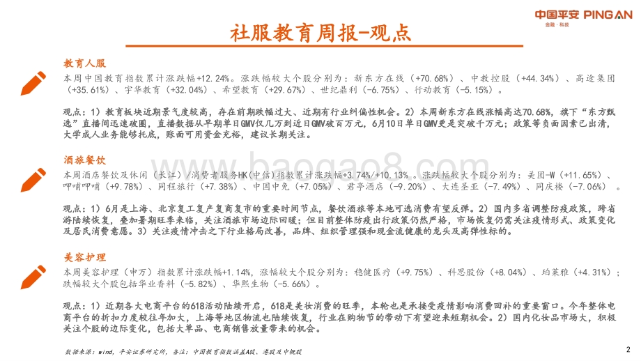 平安证券-社服教育周报_东方甄选带货破圈_关注更多边际改善标的_12页_931kb.pdf_第2页