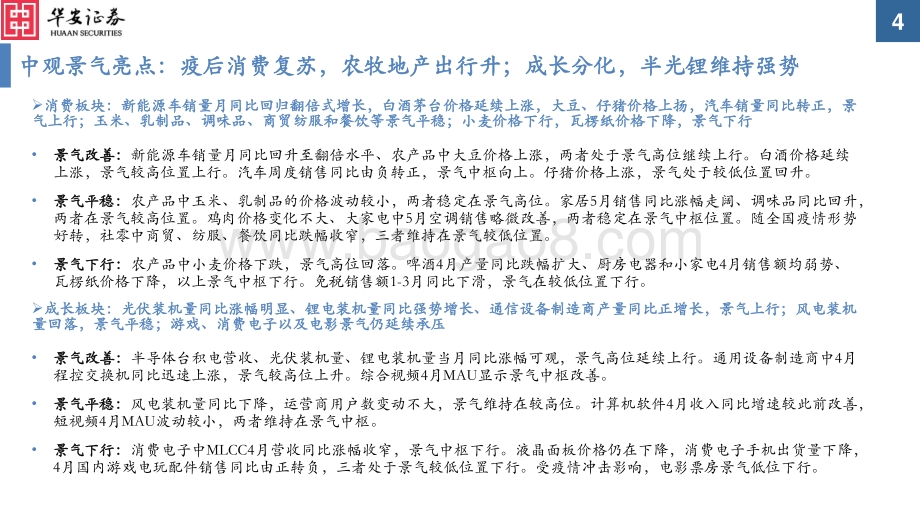 华安证券-中观景气纵览第16期_消费复苏_成长分化_周期受挫_金融起色_59页_1mb.pdf_第4页