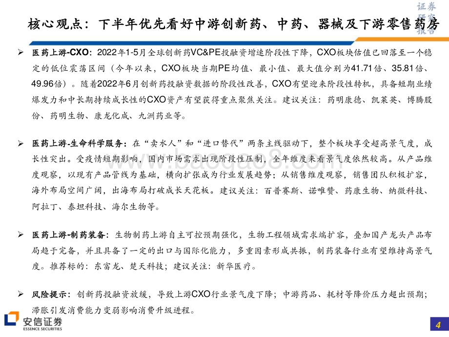 安信证券-医药_半年维度优先配置医药中游及下游_静待上游消化完成后的估值切换_73页_1mb.pdf_第4页