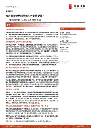 光大证券-策略周专题（2022年6月第4期）_大宗商品价格回落哪些行业将受益__22页_1mb.pdf