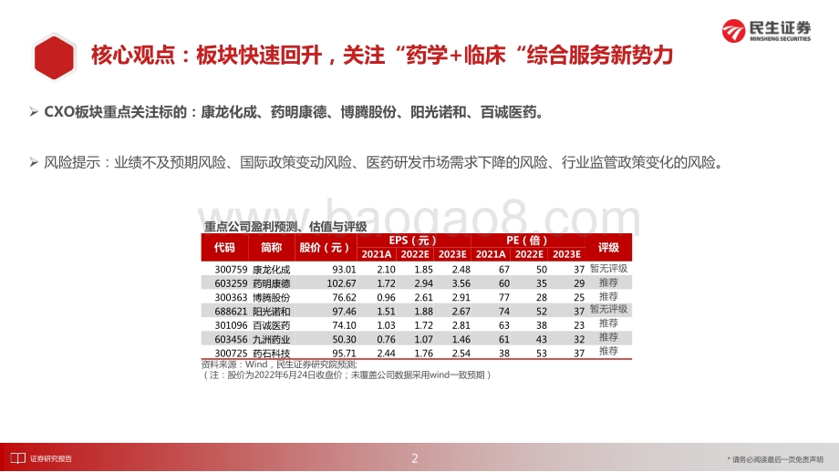 民生证券-医药新制造之CXO月报_CXO行业5月月报_板块快速回升_关注_药学+临床_综合型CRO新势力_29页_2mb.pdf_第3页