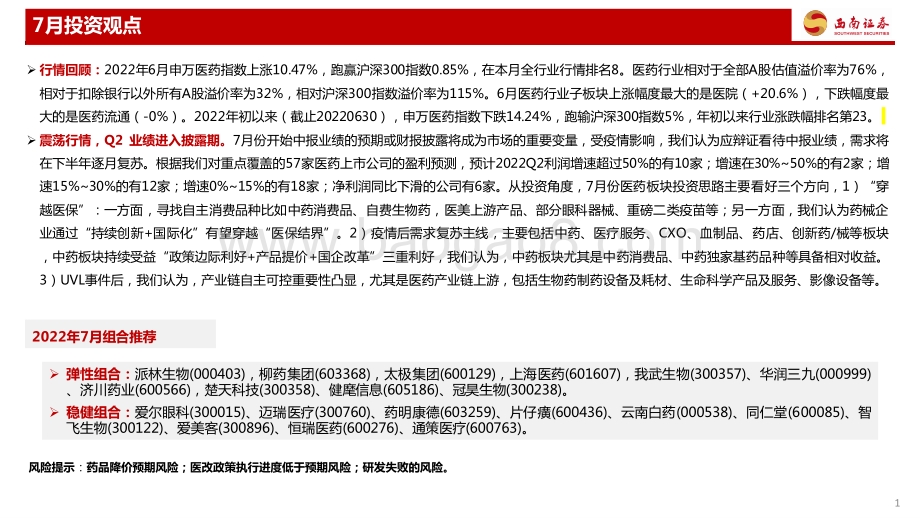 医药行业2022年7月投资月报_震荡行情_Q2业绩进入披露期_81页_6mb.pdf_第2页
