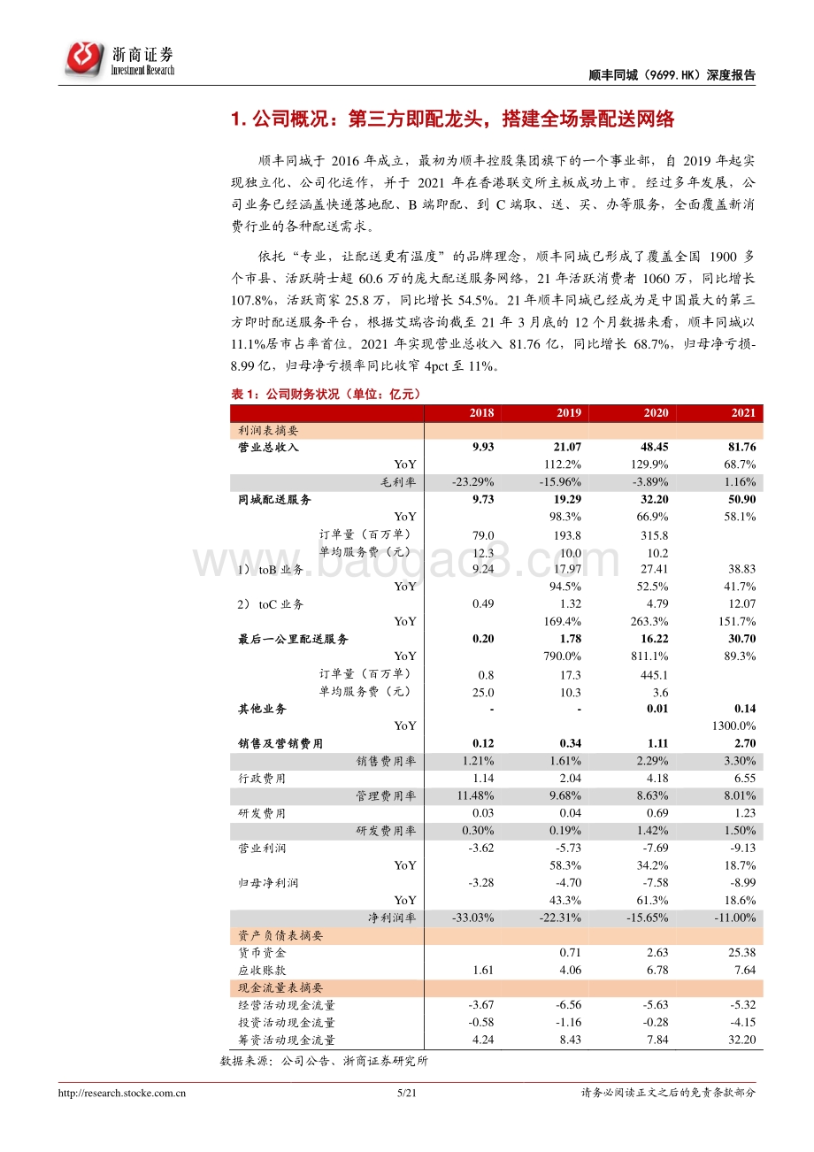 浙商证券-顺丰同城-09699.HK-顺丰同城首次覆盖报告_守正出奇_打造专业开放的新消费基础设施_21页_1mb.pdf_第5页