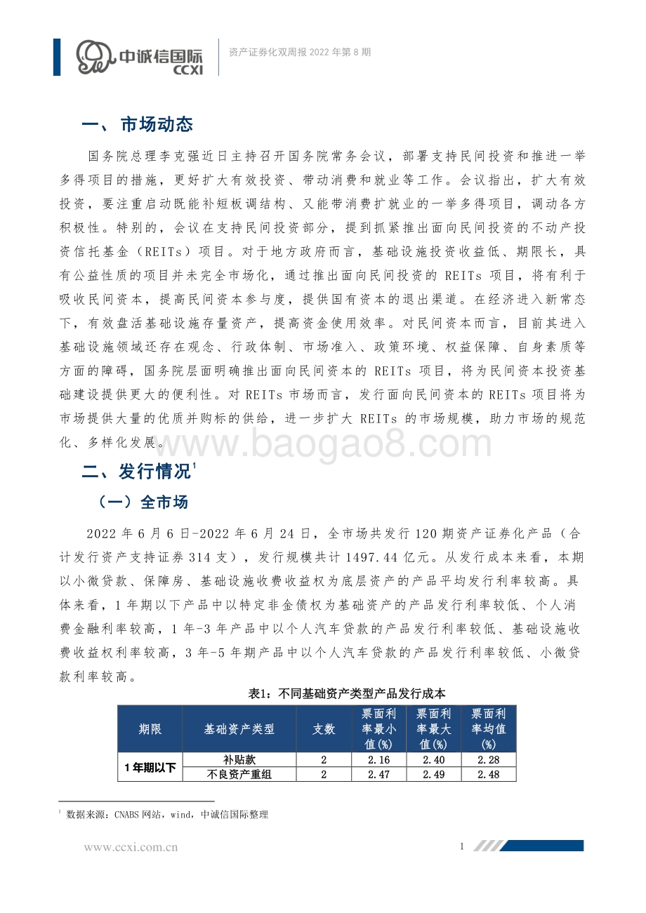 资产证券化双周报_国常会再提推出面向民间投资REITs项目_一级市场发行规模大幅增加_22页_1mb.pdf_第2页