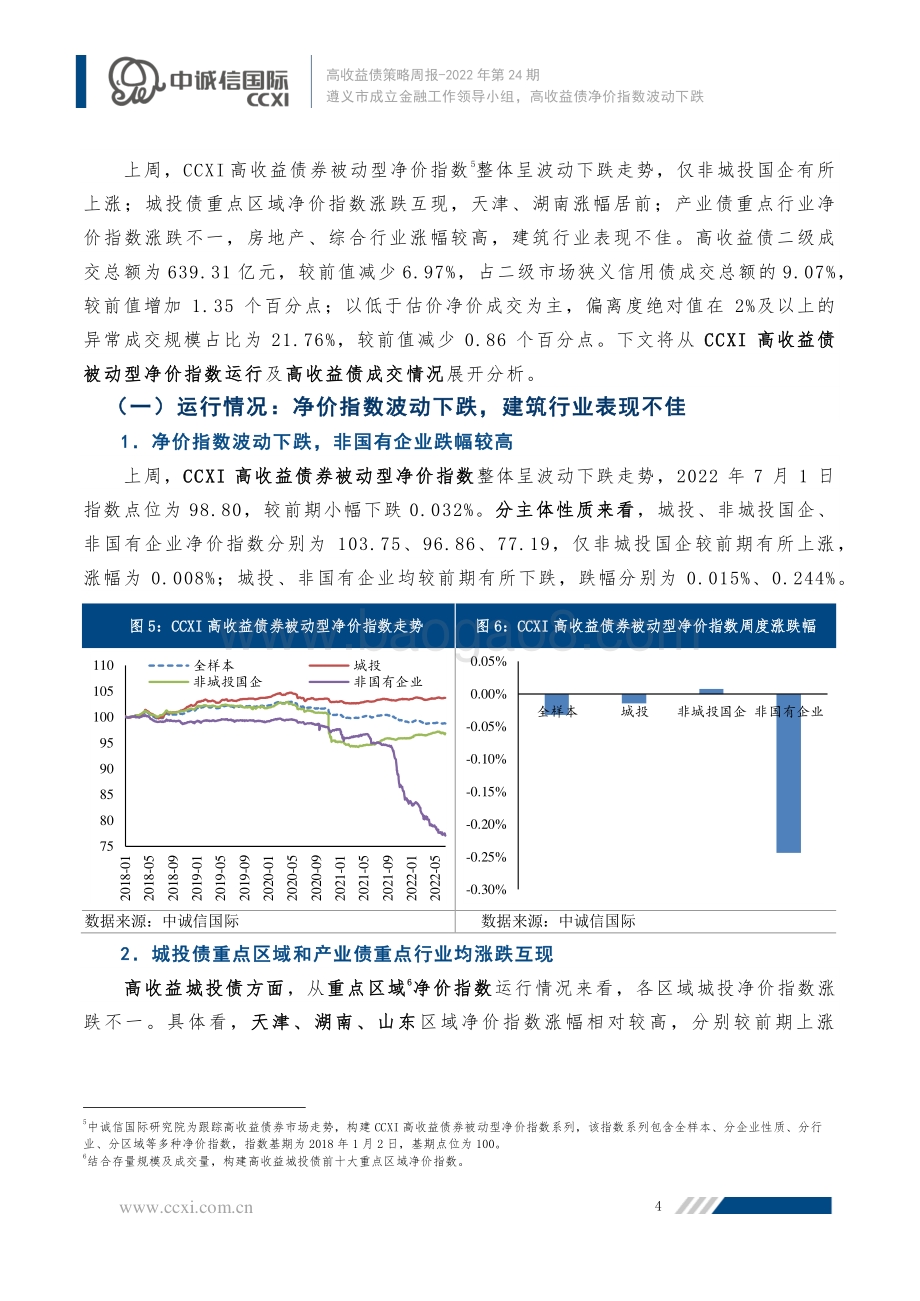 高收益债策略周报2022年第24期_遵义市成立金融工作领导小组_高收益债净价指数波动下跌_18页_1mb.pdf_第5页