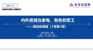 流动性周报（7月第1周）_内外资减仓家电_有色和军工_19页_1mb.pdf