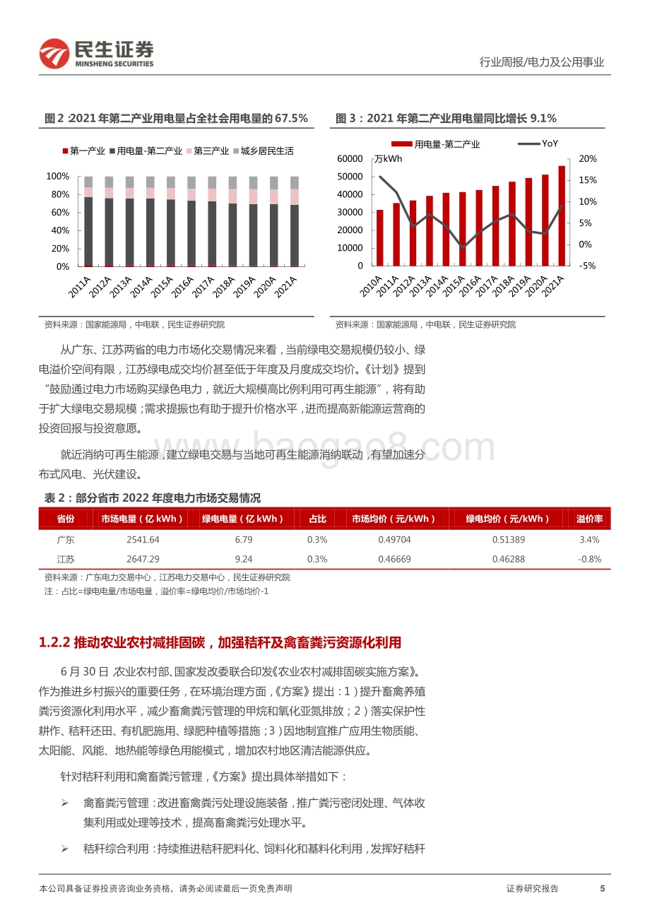 民生证券-公用事业行业周报（2022年第27周）_工业提效助力绿电溢价_减排固碳强化资源利用_26页_1mb.pdf_第5页
