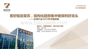 德邦证券-白酒行业2022年中期策略_看好疫后复苏_结构化趋势集中继续利好龙头_49页_3mb.pdf