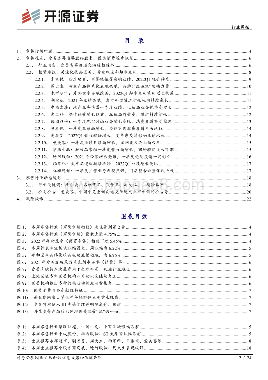 开源证券-商业贸易行业周报_爱美客再度递交港股招股书_医美消费逐步恢复_24页_2mb.pdf_第2页