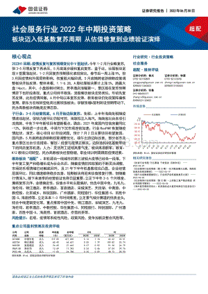 国信证券-社会服务行业2022年中期投资策略_板块迈入低基数复苏周期_从估值修复到业绩验证演绎_39页_2mb.pdf