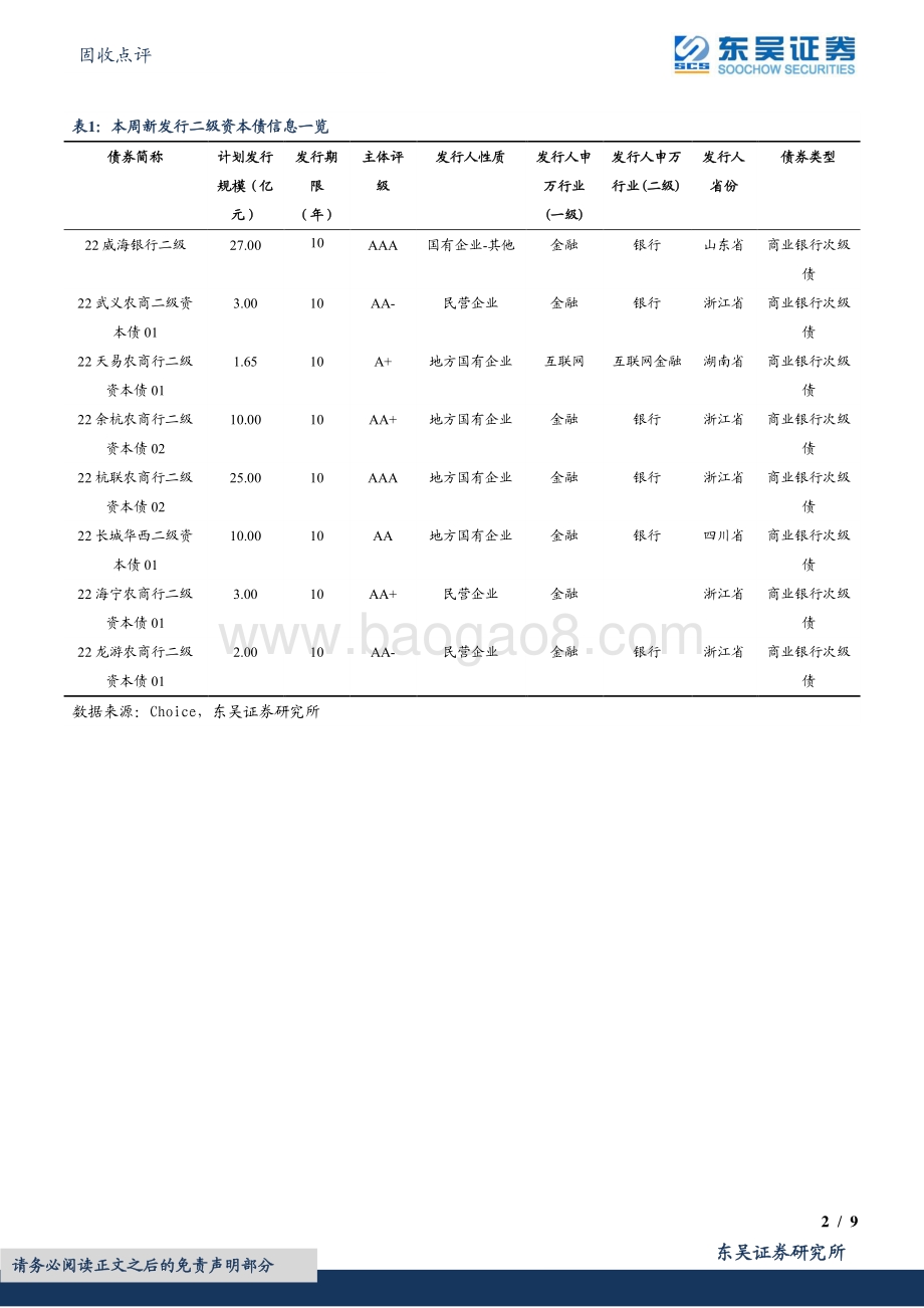 20220730-东吴证券-固收点评_二级资本债周度数据跟踪_9页_588kb.pdf_第2页