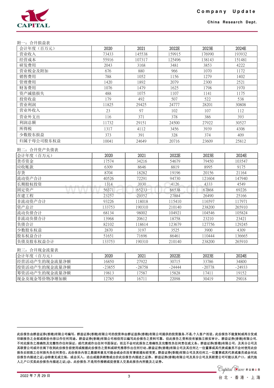 20220729-群益证券-万华化学-600309.SH-业绩符合预期_期待利润修复_3页_626kb.pdf_第3页