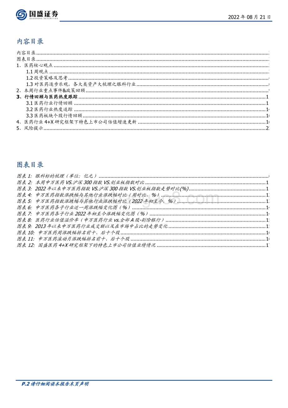 20220821-国盛证券-医药生物行业周报_对医药逐步乐观_各类资产大梳理之2（眼科行业）_24页_1mb.pdf_第2页