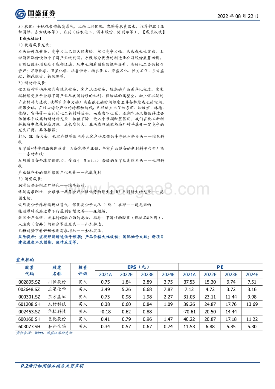 20220822-国盛证券-基础化工行业周报_看好光伏上游_卡脖子_高景气材料_14页_812kb.pdf_第2页