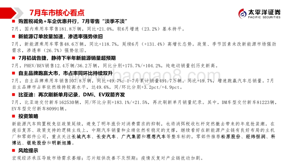 20220822-太平洋-汽车月度销量跟踪及投资策略_7月车市_淡季不淡_新能源车士气如虹_44页_4mb.pdf_第2页
