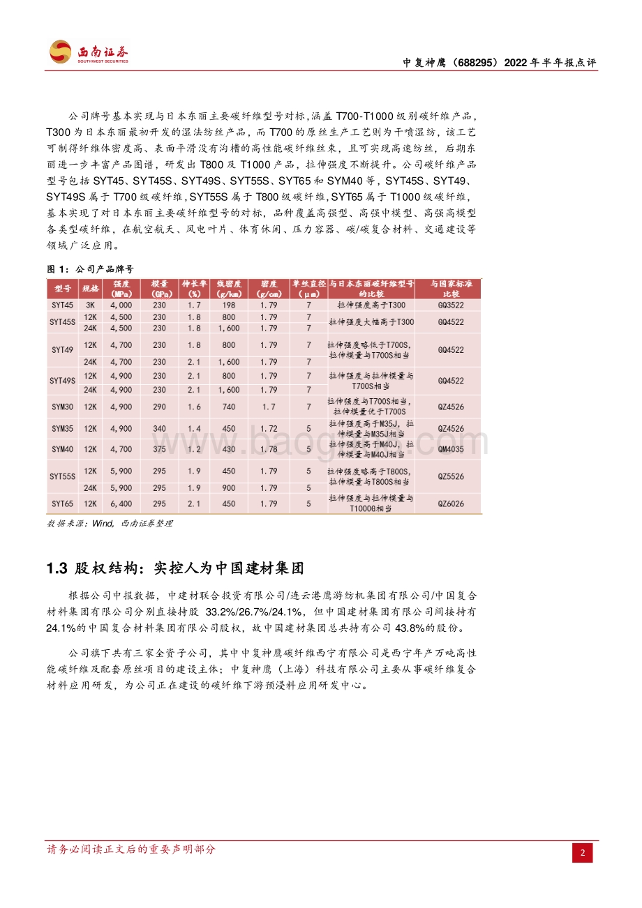 20220822-西南证券-中复神鹰-688295.SH-二季度业绩符合预期_核心技术与在建产能助力公司长期成长_18页_2mb.pdf_第5页