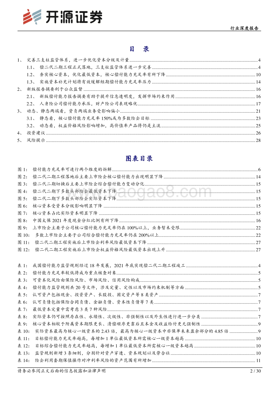 深度报告-20220802-开源证券-保险Ⅱ_险中取胜_行业系列深度报告之四_解读偿二代二期-对资负两端长期影响有限_头部险企或更具优势_30页_2mb.pdf_第2页
