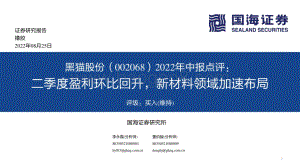 20220825-国海证券-黑猫股份-002068.SZ-2022年中报点评_二季度盈利环比回升_新材料领域加速布局_17页_834kb.pdf